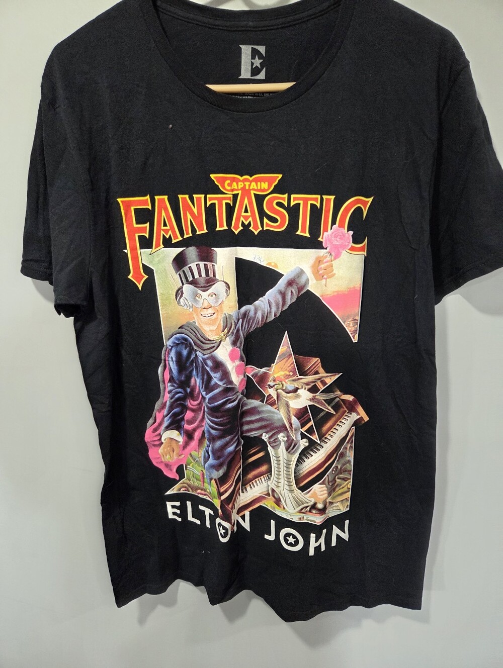 Elton John Captain Fantastic Men's Black Short Sleeve Graphic Tee T-Shirt Top La